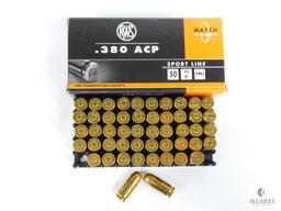 50 Rounds RWS Match Grade .380 ACP Sport Line 95 Grain FMJ