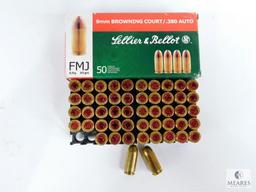 50 Rounds Sellier & Bellot 9mm Browning County/.380 Auto 92 Grain FMJ