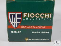 50 Rounds Fiocchi Ammunition Rifle Shooting Dynamics 300 AAC Blackout 150 Grain FMJBT