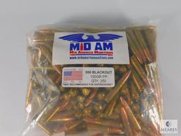 250 Rounds Mid America Munitions 300 Blackout 150 Grain PP