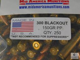 250 Rounds Mid America Munitions 300 Blackout 150 Grain PP