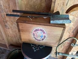 Decorative Lot: Eagle Scout Box, Brass/Copper Buckets, Stool, Valet