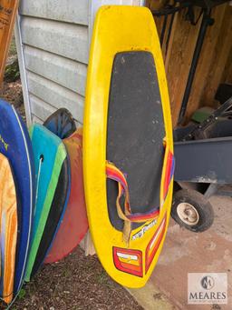 Large Lot of Skis, Boogie Boards, Skim Boards and Knee Board