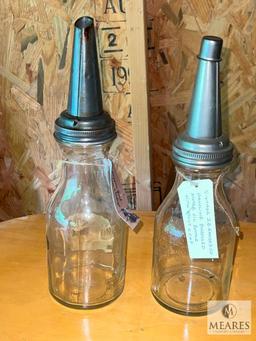 Two Vintage Motor Oil Bottles with Spouts - Both Havoline