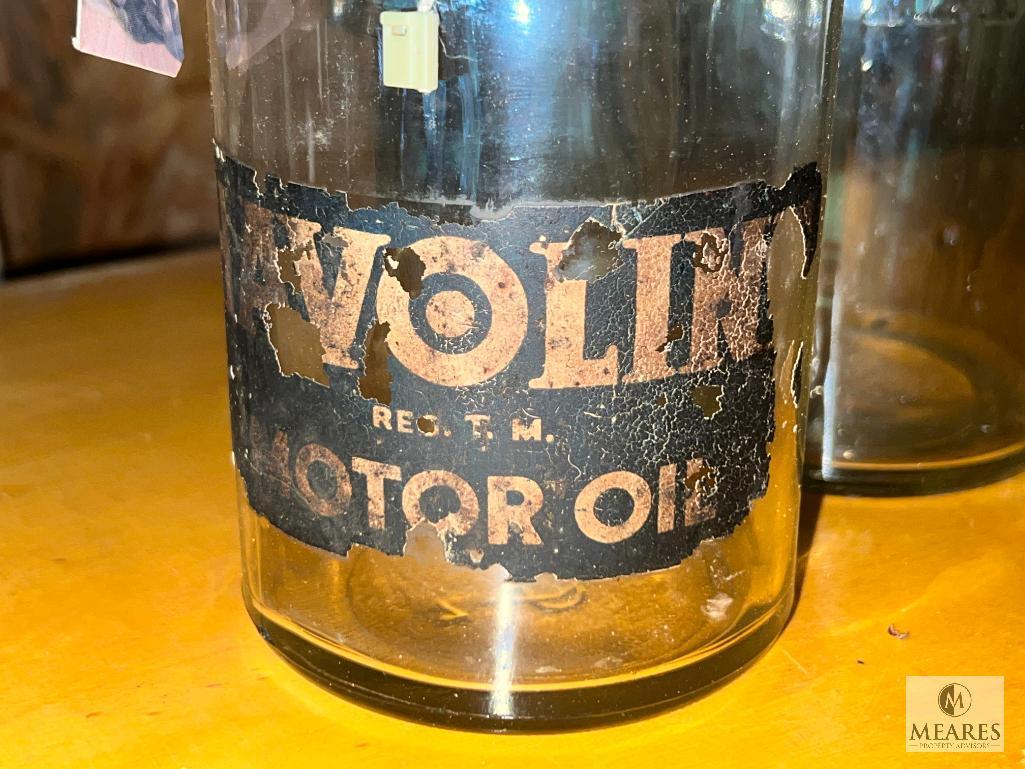 Two Vintage Motor Oil Bottles with Spouts - Both Havoline