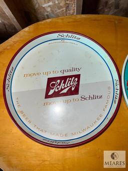 Two Vintage Schlitz Beer Trays from the 1950s and 1960s