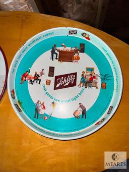 Two Vintage Schlitz Beer Trays from the 1950s and 1960s