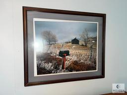 Chest of Drawers and Framed Landscape Print