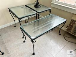 Wrought Iron Tables - Two Side Tables, Coffee Table and Lamp