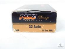 50 Rounds PMC Bronze 32 Auto 71 Grain FMJ