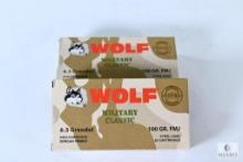 40 Rounds Wolf Military Classic 6.5 Grendel 100 Grain FMJ Non-Corrosive Berdan Primed Steel Case