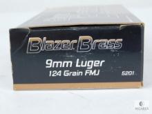 50 Rounds Blazer Brass 9mm Luger 124 Grain FMJ