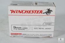 100 Rounds Winchester 9mm Luger 115 Grain FMJ