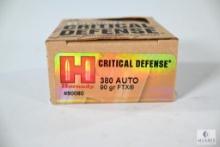 25 Rounds Hornady Critical Defense 380 Auto 90 Grain FTX