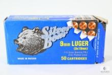 40 Rounds Silver Bear 9mm Luger 9x19mm 115 Grain Bimetal FMJ Zinc Plated Case