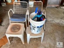 Outdoor Chairs, Plastic Tables and Pool Toys