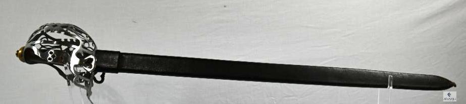 Basket Hilt Sword with Leather Scabbard