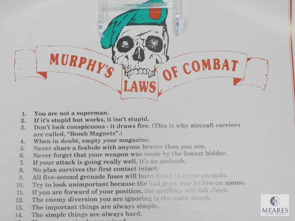 Two Maps "USMC Around the World", and "Murphy's Law of Combat"