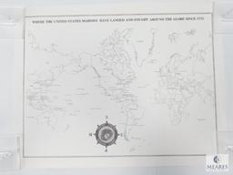 Two Maps "USMC Around the World", and "Murphy's Law of Combat"