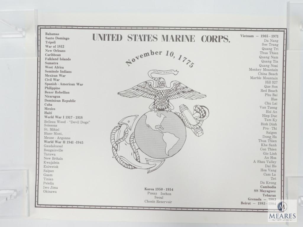 Two Maps "USMC Around the World", and "Murphy's Law of Combat"