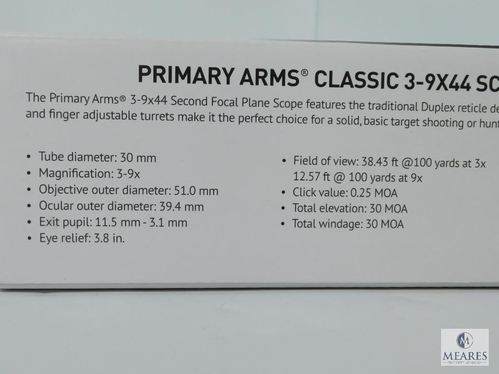 Primary Arms 3-9x44 Scope with Duplex Reticle