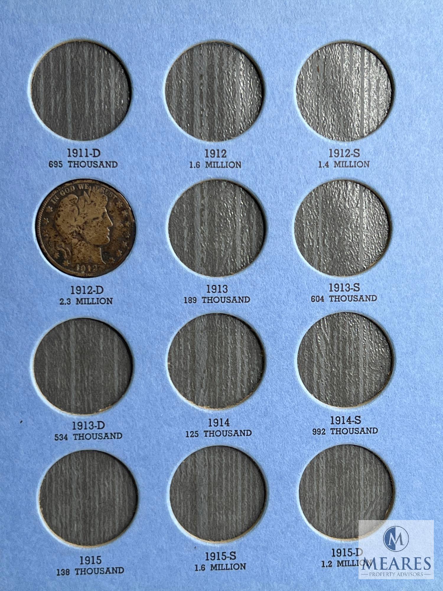 Incomplete - Barber Half Dollar Book with Four Halves