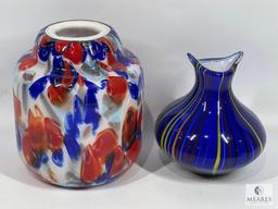 Two Decorator Art Glass Vases