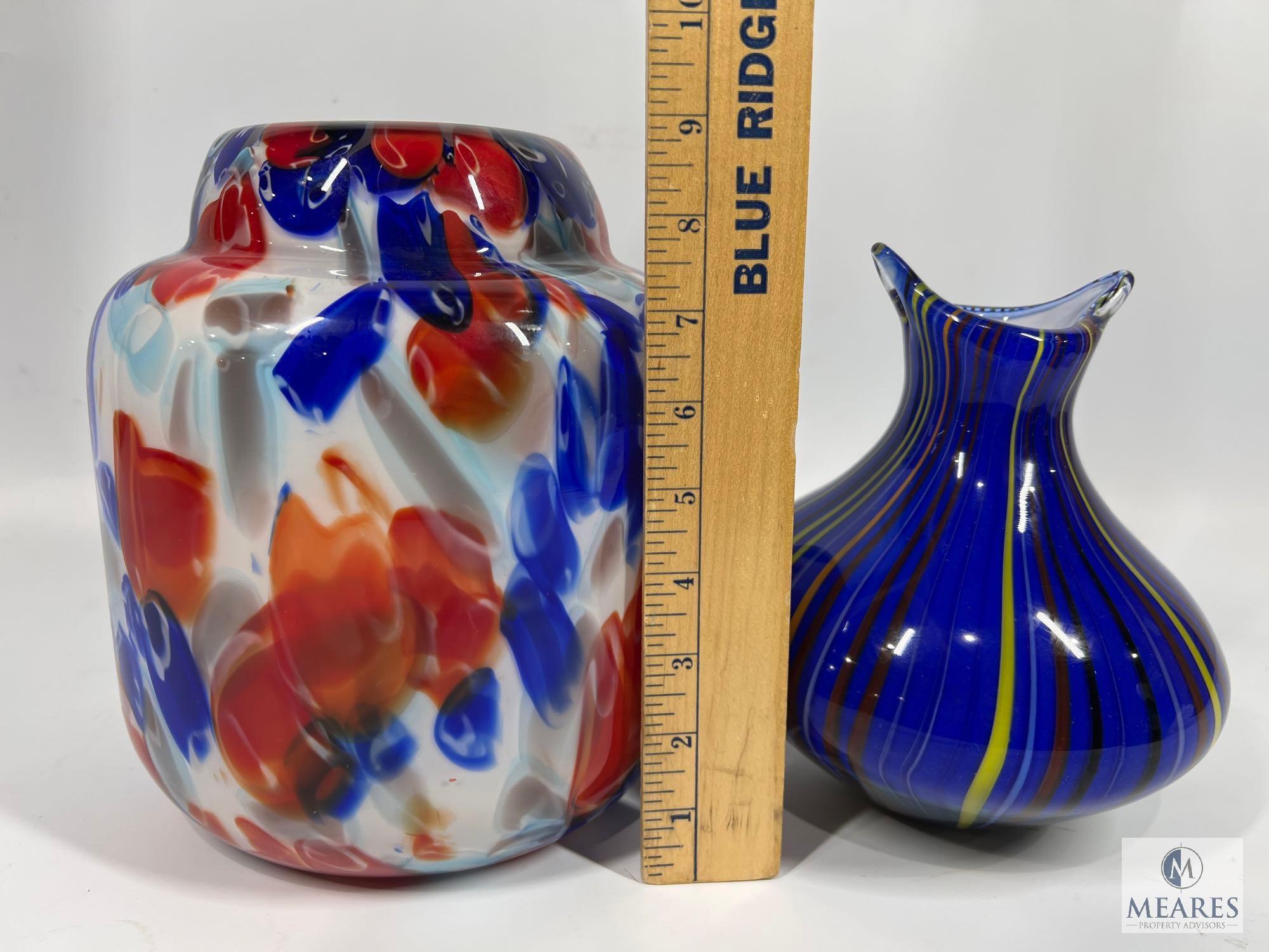 Two Decorator Art Glass Vases