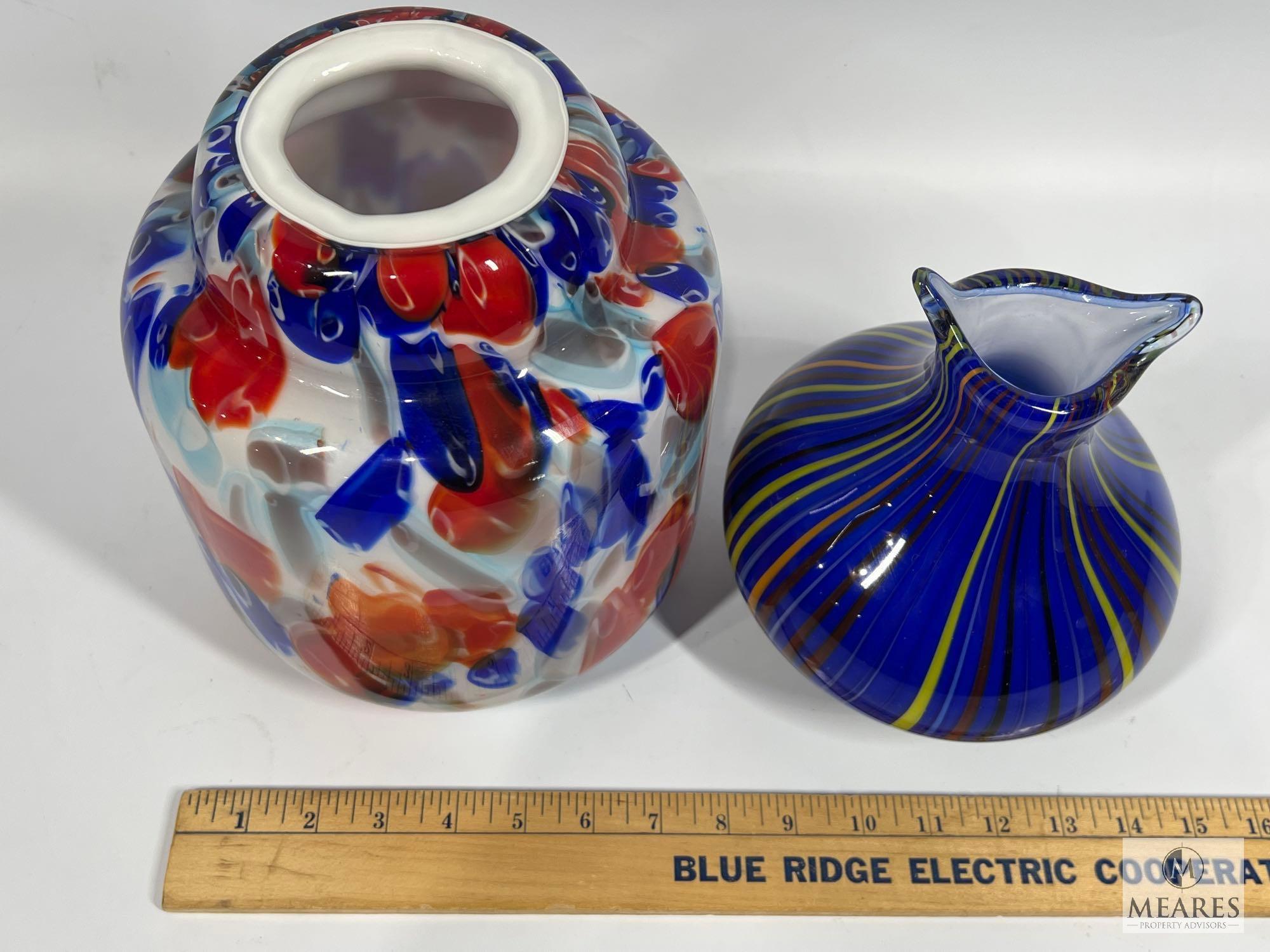 Two Decorator Art Glass Vases