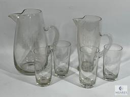 Etched Monogram Pitchers and Glasses