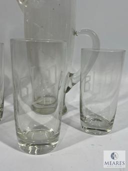 Etched Monogram Pitchers and Glasses