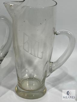Etched Monogram Pitchers and Glasses