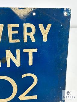 Vintage Single-sided Delivery Point 302 Metal Sign - Handpainted Letters and Numbers