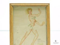 Framed October 1945 Varga Pinup Girl Calendar