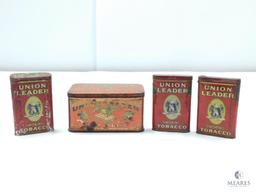 Mixed Lot of Union Leader Tin Lithographed Tobacco Cans