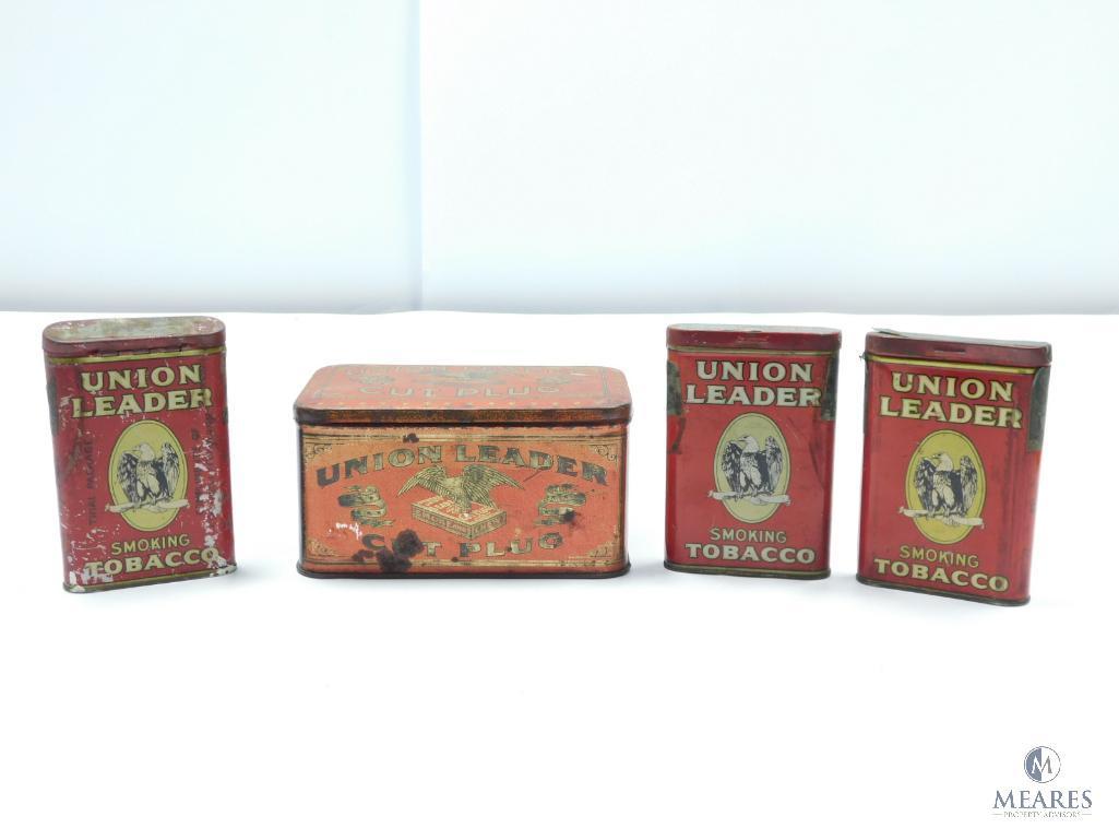 Mixed Lot of Union Leader Tin Lithographed Tobacco Cans