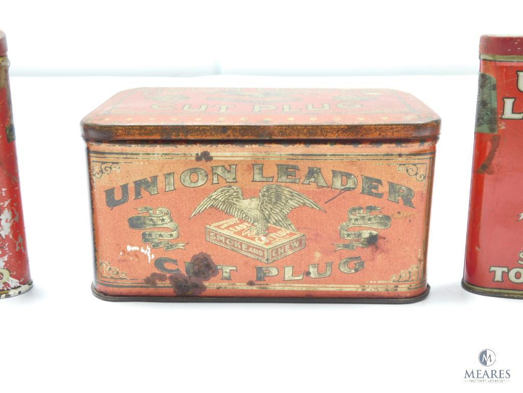 Mixed Lot of Union Leader Tin Lithographed Tobacco Cans