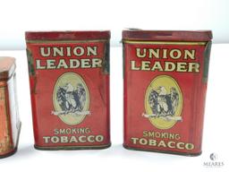 Mixed Lot of Union Leader Tin Lithographed Tobacco Cans