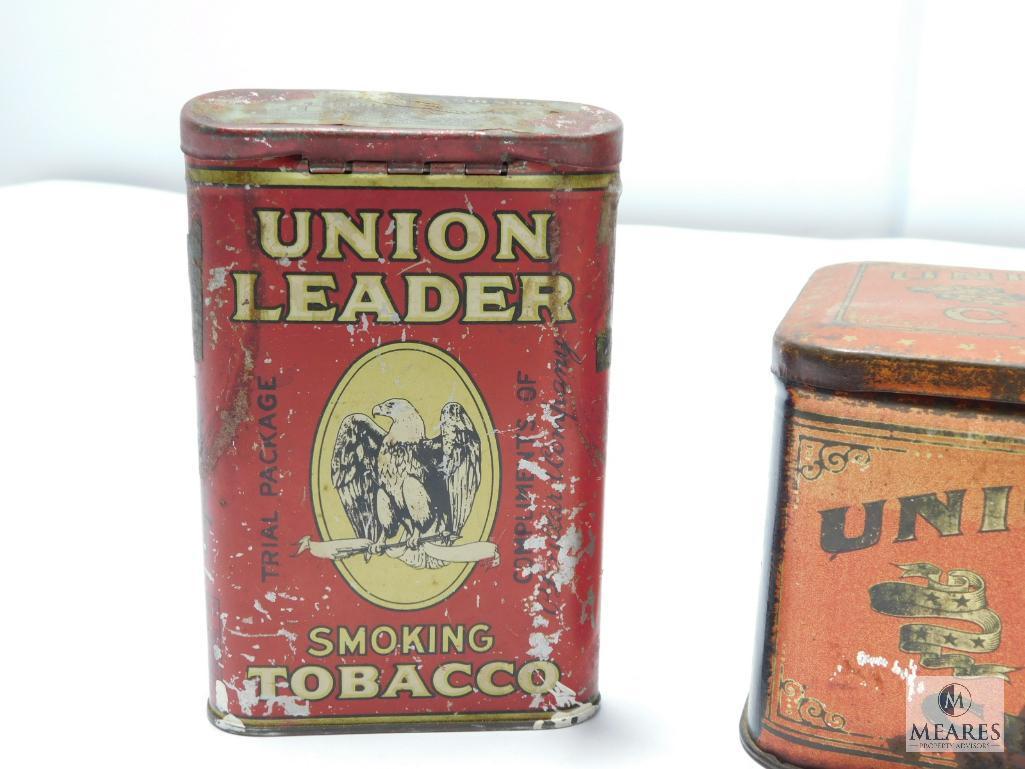 Mixed Lot of Union Leader Tin Lithographed Tobacco Cans