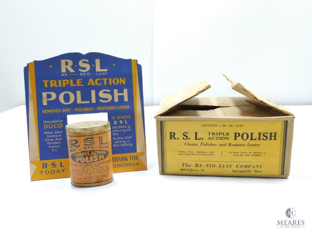 Eight R.S.L. Triple Action Polish Cans with Shipping Box