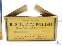 Eight R.S.L. Triple Action Polish Cans with Shipping Box