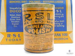 Eight R.S.L. Triple Action Polish Cans with Shipping Box