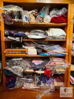 Mixed Fabric Lot, Spools of Thread, Handmade Bandanas for Dogs, and Etc.