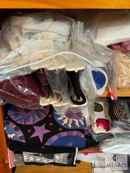 Mixed Fabric Lot, Spools of Thread, Handmade Bandanas for Dogs, and Etc.