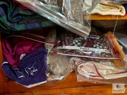Mixed Fabric Lot, Spools of Thread, Handmade Bandanas for Dogs, and Etc.