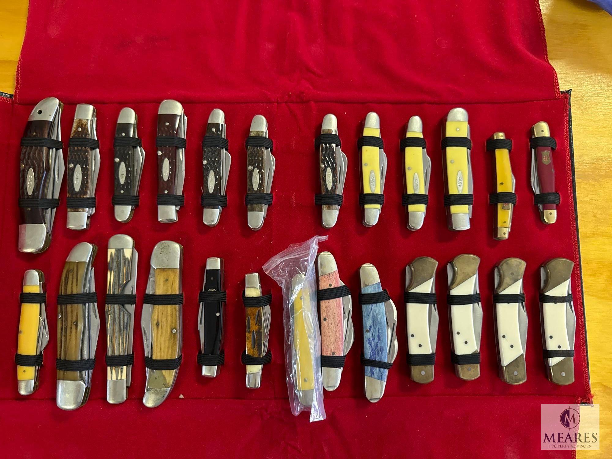 Knife Collection of 25 Folding Pocket Knives - 10 are Case Brand