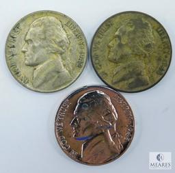 WWII Silver Jefferson Nickels 1942-P, 1943-P, 1945-D