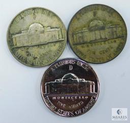 WWII Silver Jefferson Nickels 1942-P, 1943-P, 1945-D