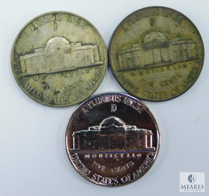 WWII Silver Jefferson Nickels 1942-P, 1943-P, 1945-D