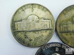 WWII Silver Jefferson Nickels 1942-P, 1943-P, 1945-D